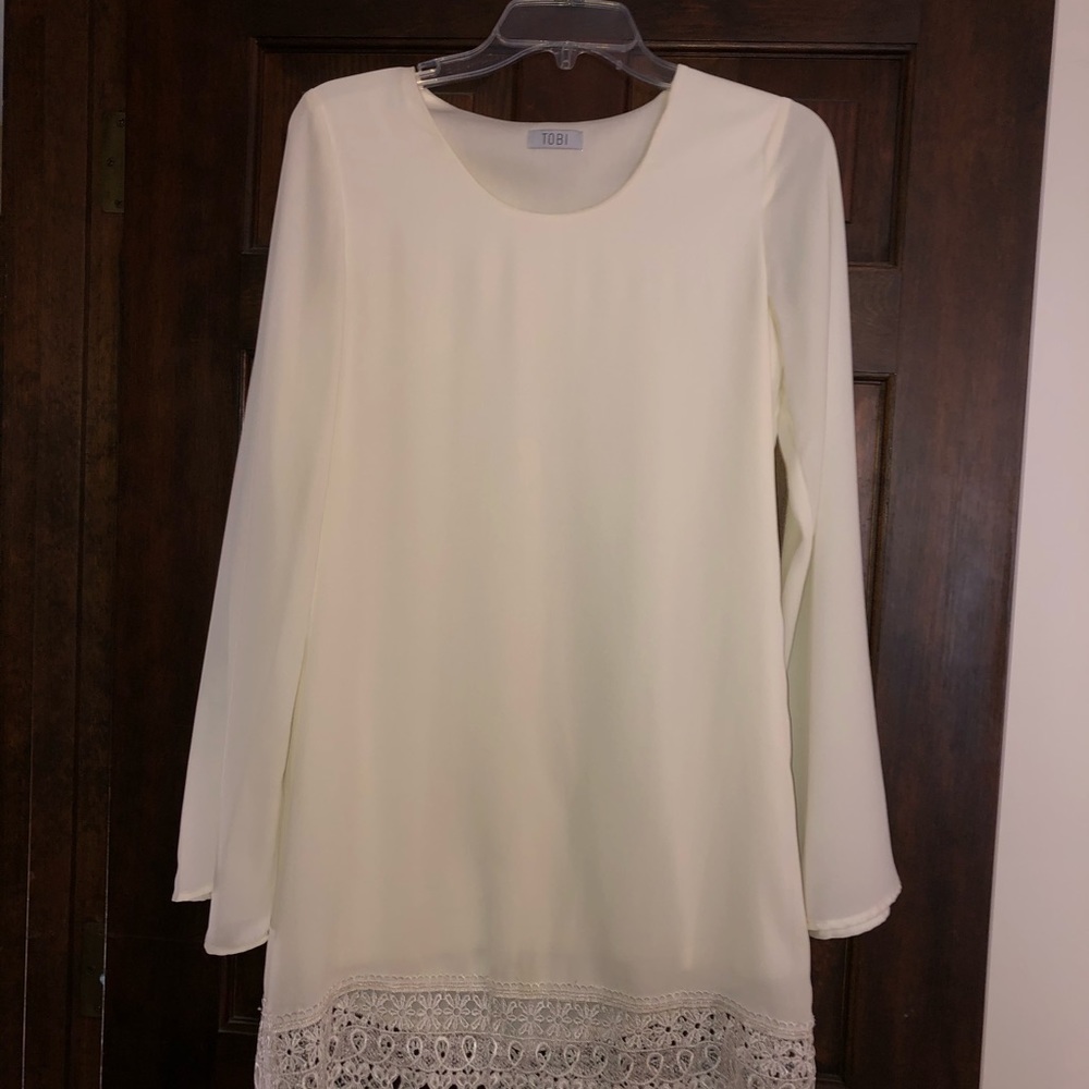 Off white long sleeve lined dress